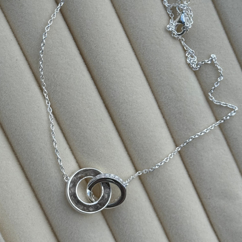 Double Link Keepsake Sterling Silver Necklace