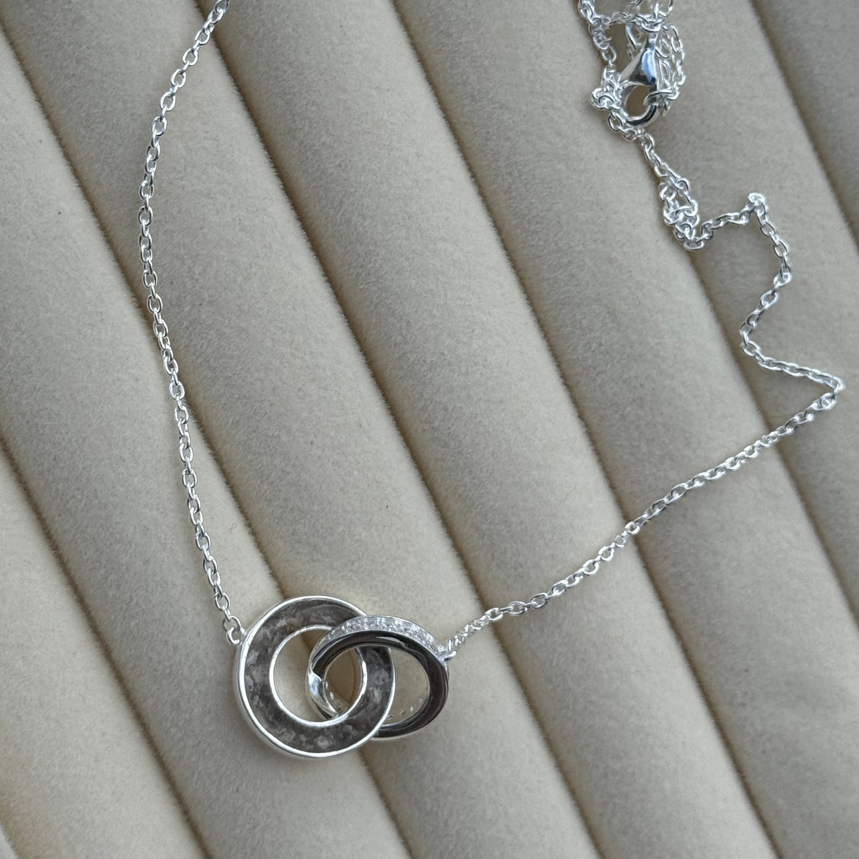 Double Link Keepsake Sterling Silver Necklace