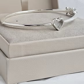Silver Heart Bangle