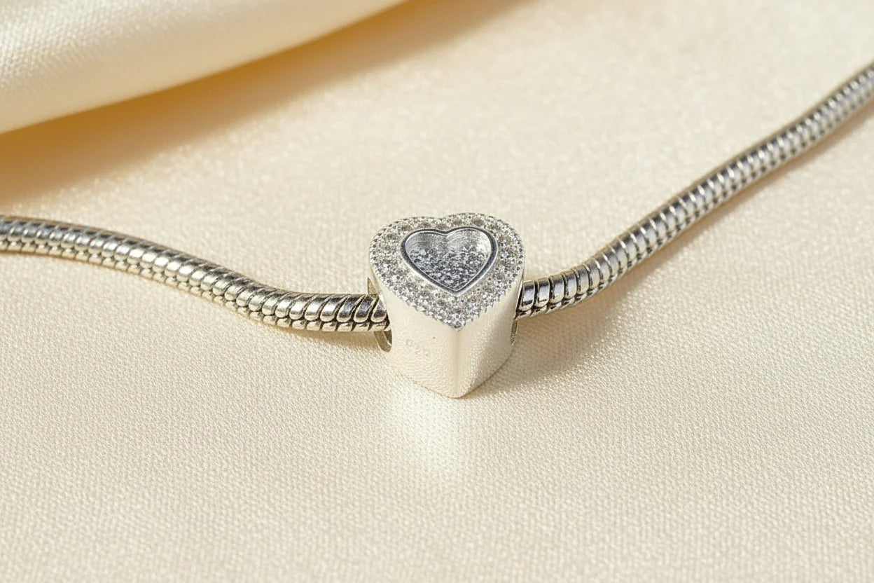 Bling Heart Keepsake Charm | 925 Sterling Silver