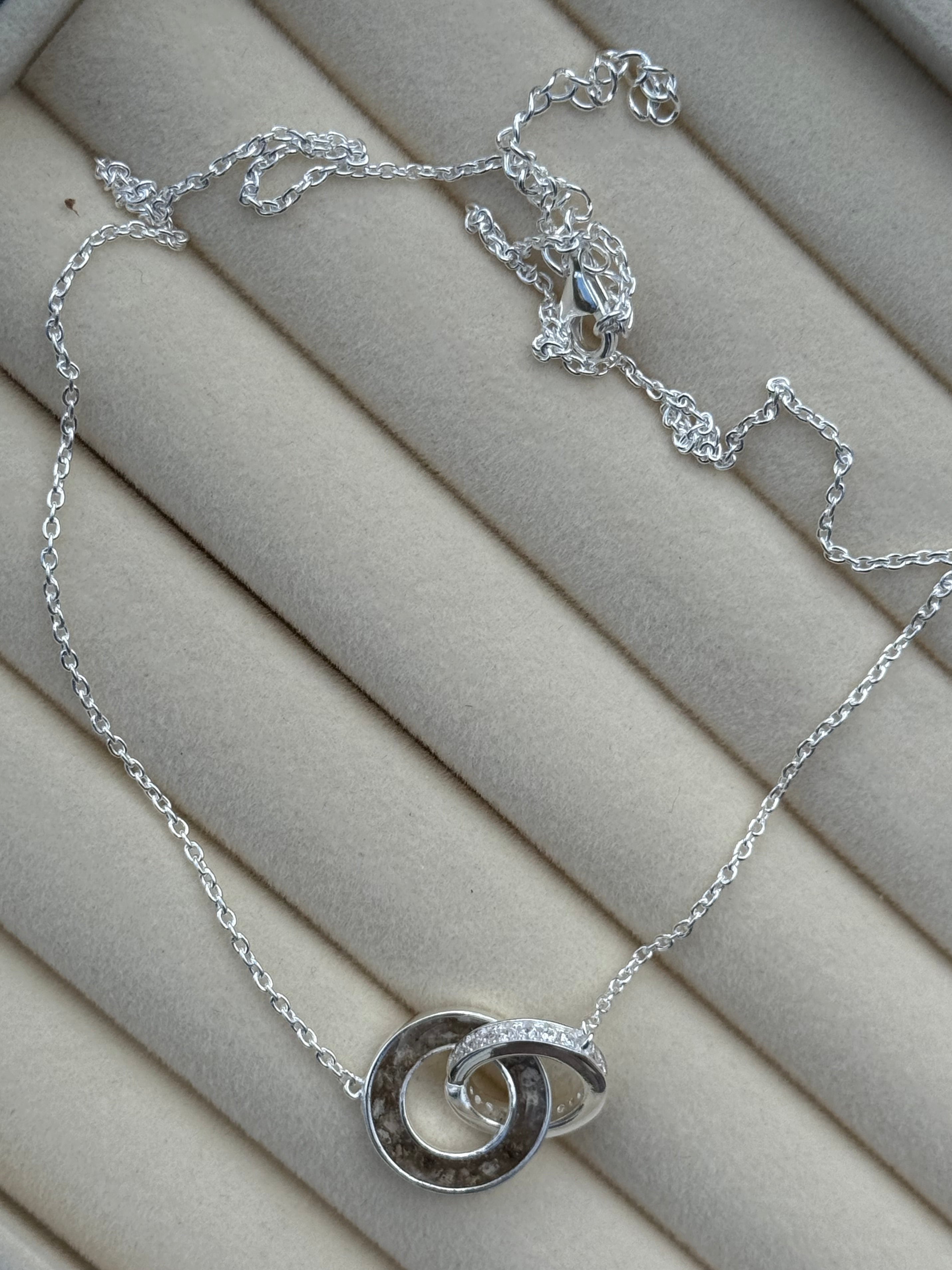 Double Link Keepsake Sterling Silver Necklace