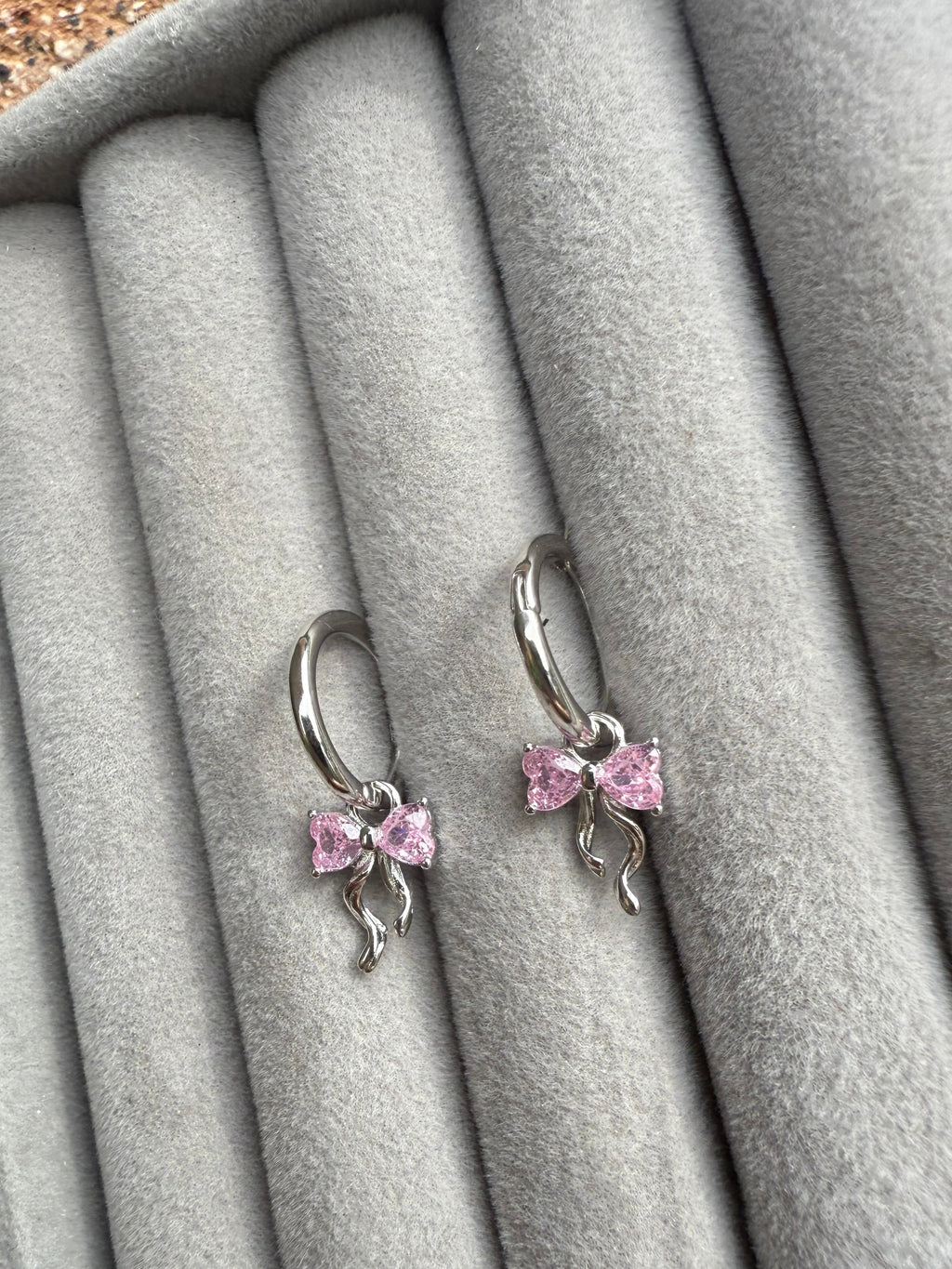 Forever Yours Pink Bow Huggies | 925 Silver