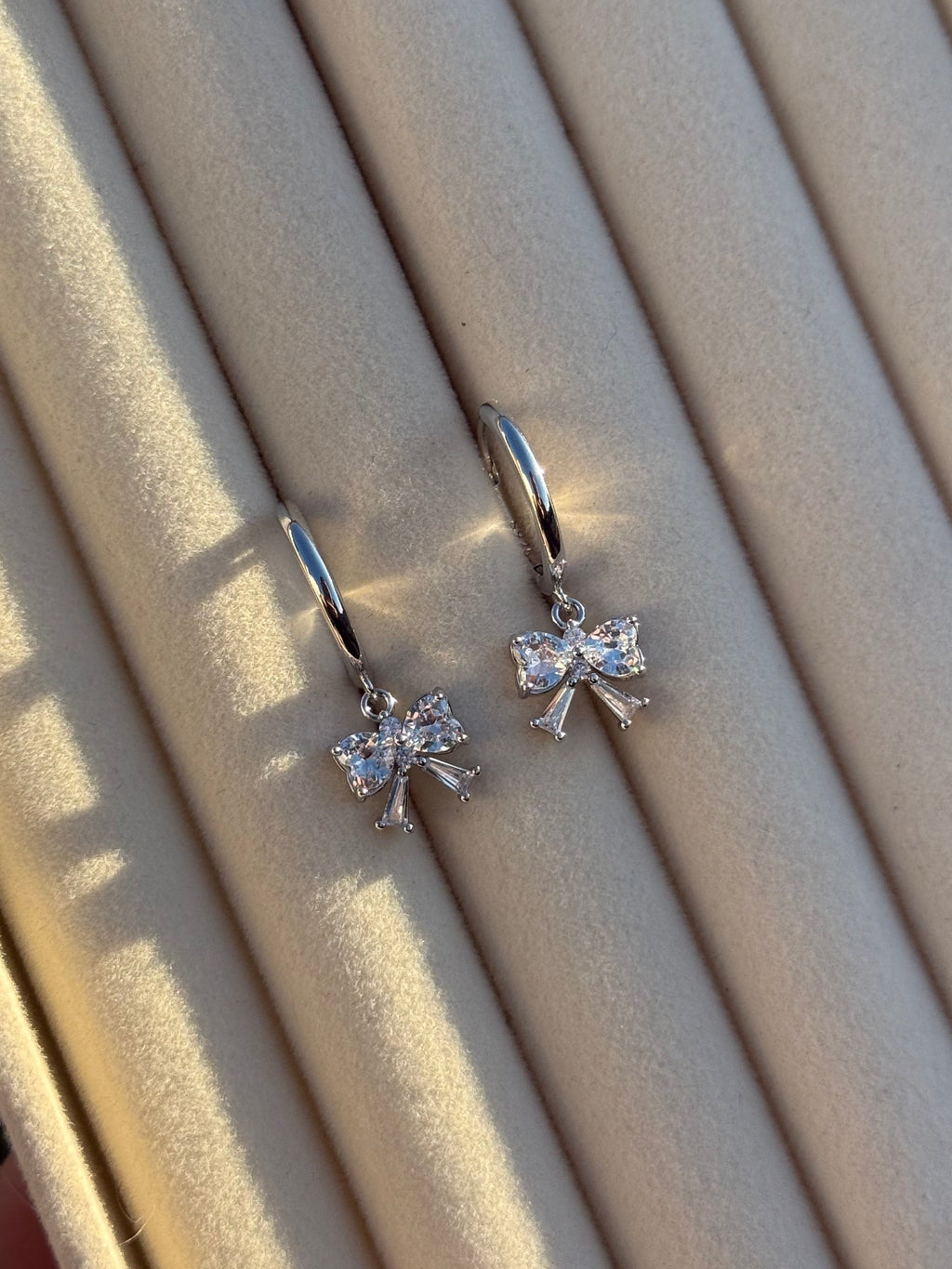 Bling Bow Huggies | 925 Sterling Silver Earrings
