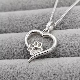 Paw in Heart Keepsake Necklace