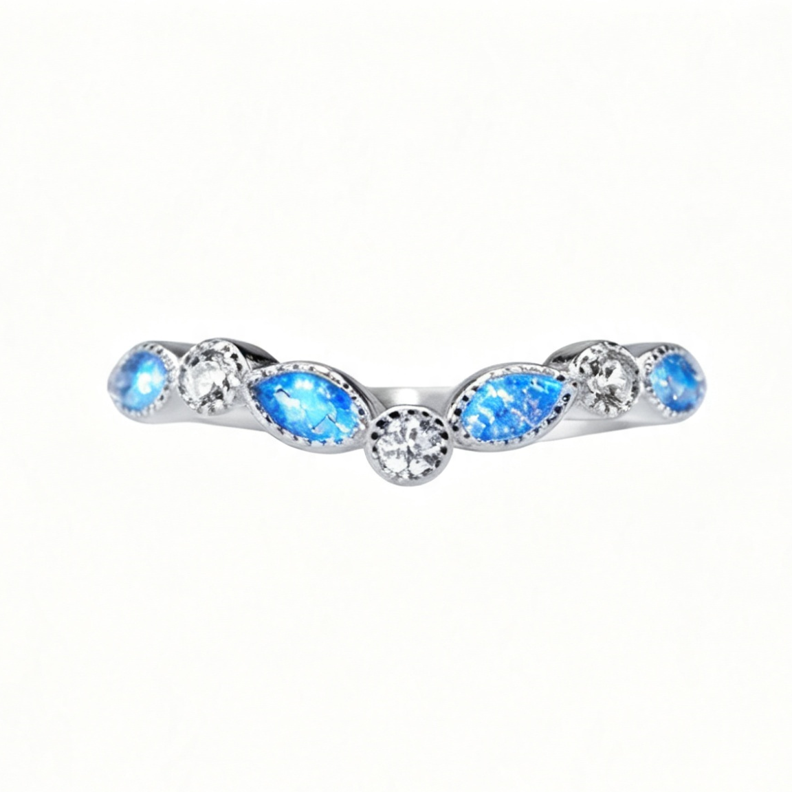 Birthstone Wishbone Ring 925 Sterling Silver