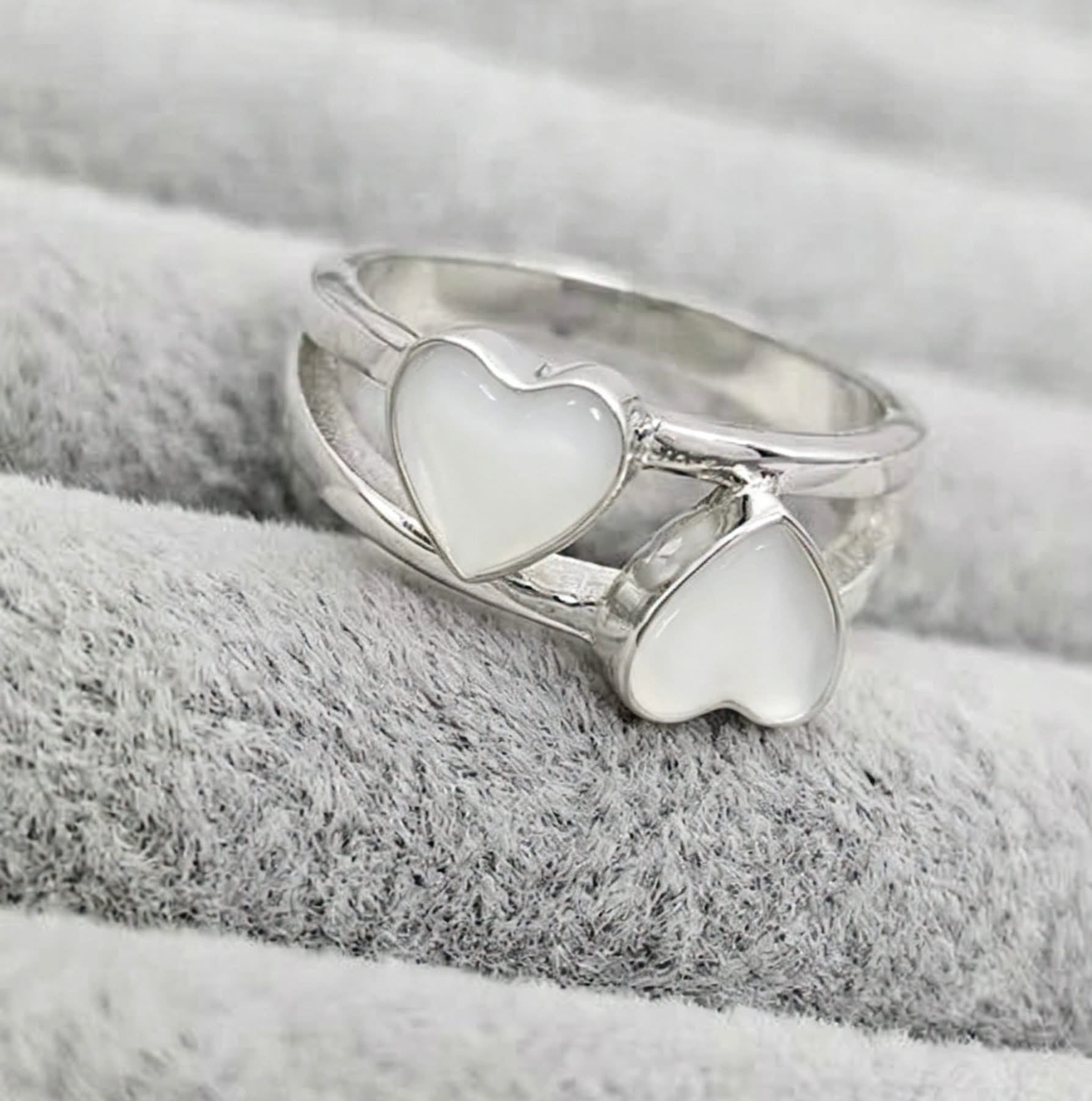 Double Hearts Ring 925 Silver