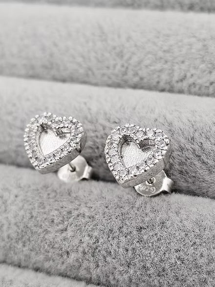 Bling Heart Stud Earrings