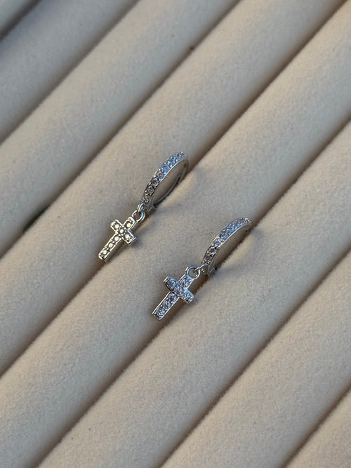 Cross Huggies | 925 Sterling Silver Earrings