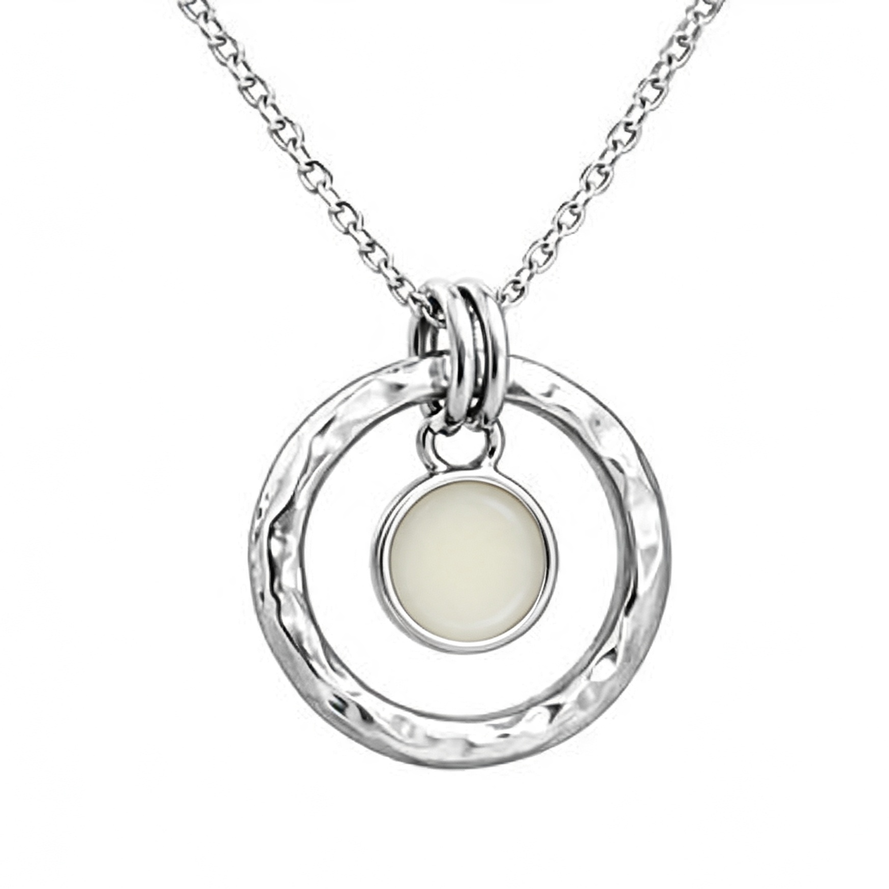 Sterling Silver Hammered Hollow Necklace