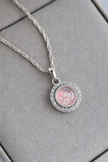 Halo CZ Stone Necklace 925 Sterling Silver
