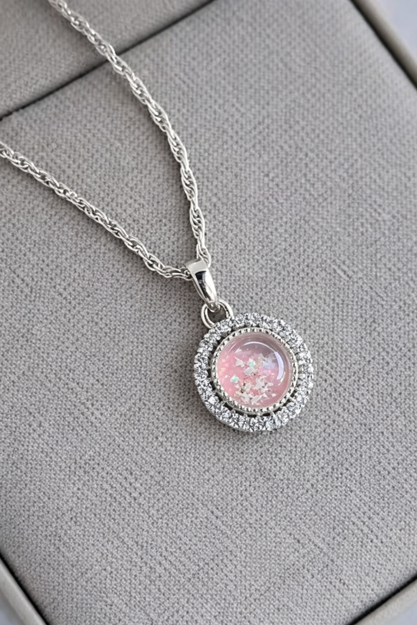 Halo CZ Stone Necklace 925 Sterling Silver