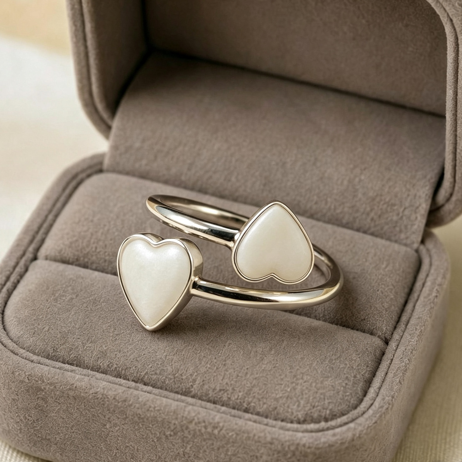 Adjustable Double Heart Ring