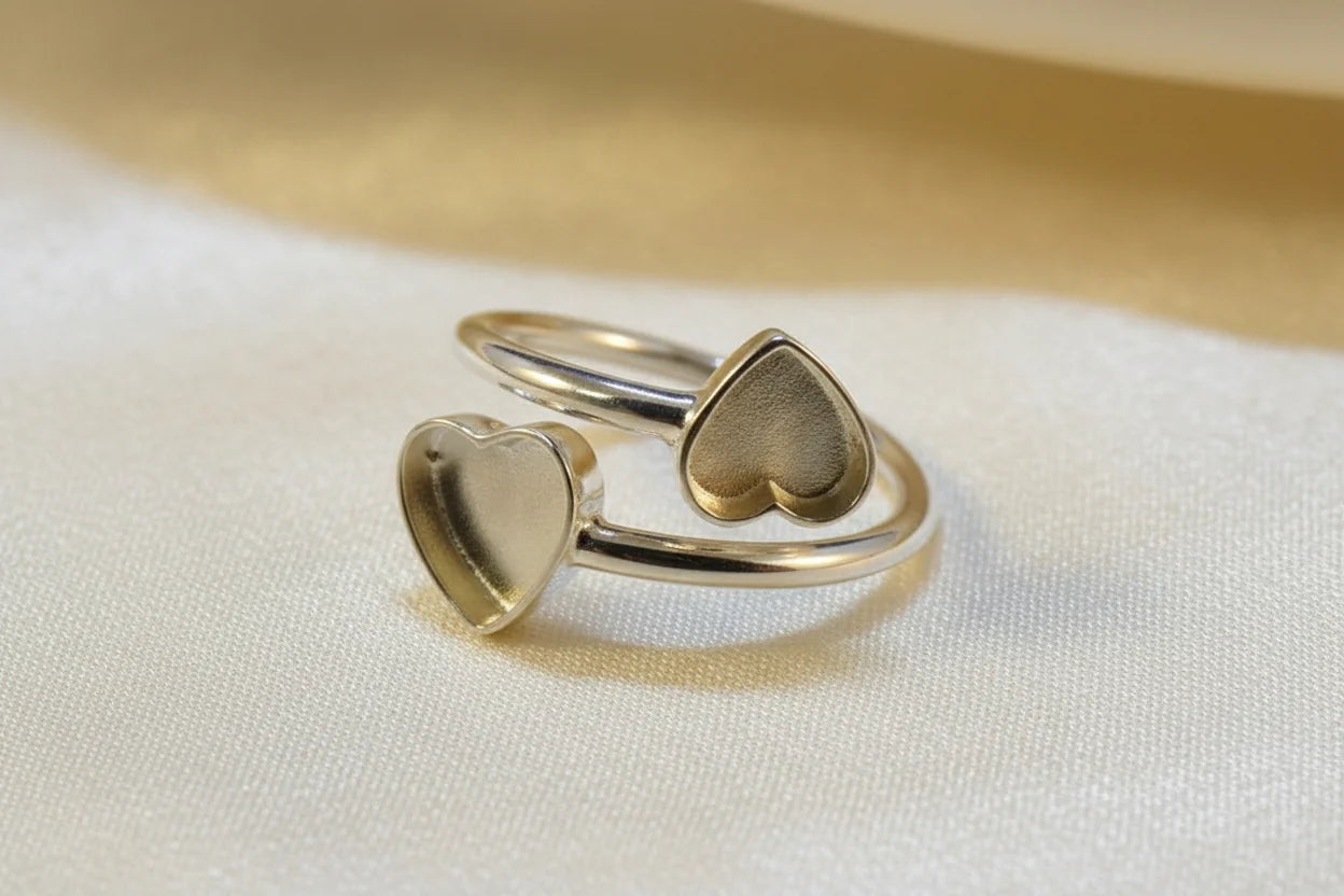 Sterling Silver Double Heart Keepsake Ring