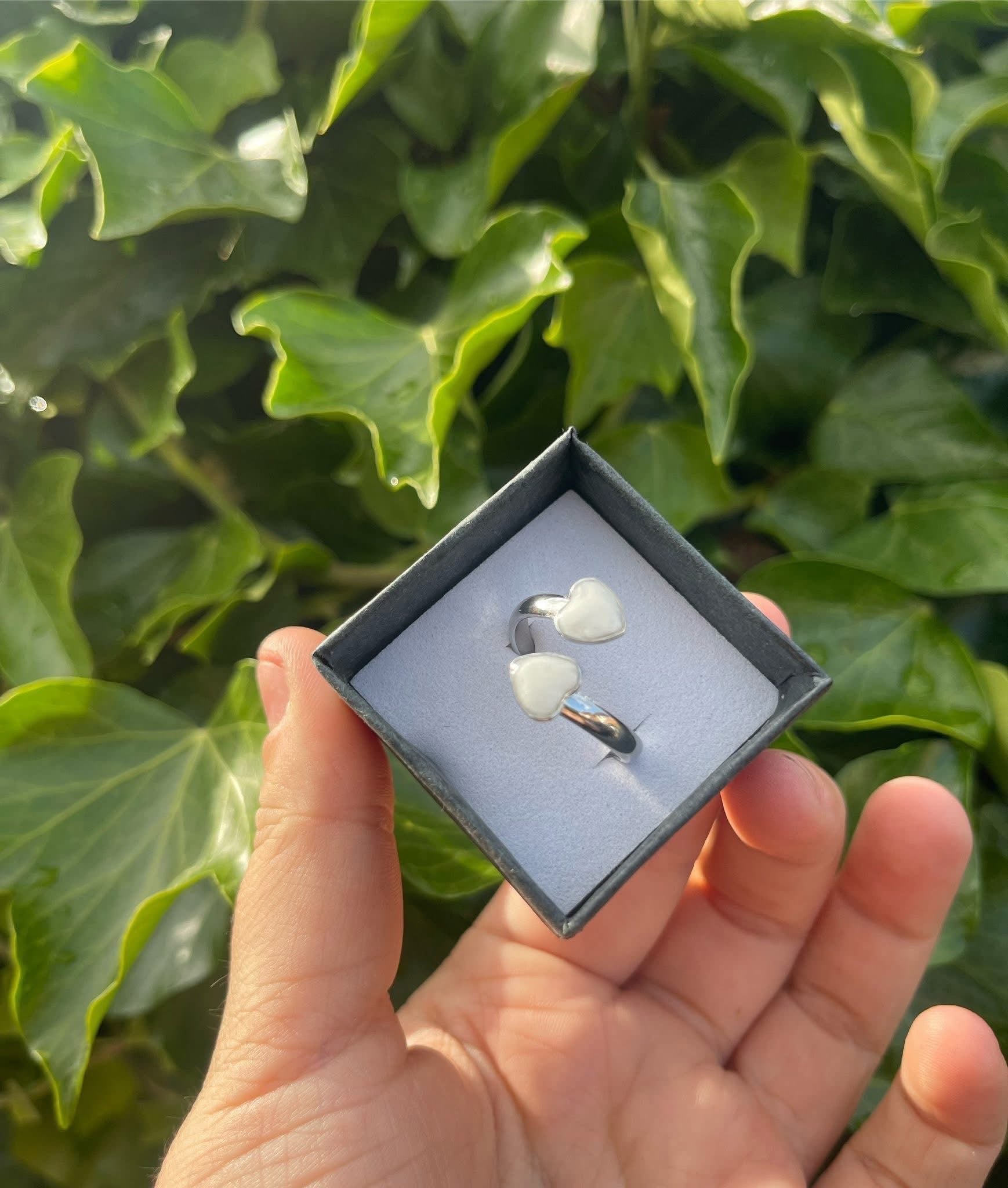 Stainless Steel Double Heart Keepsake Ring