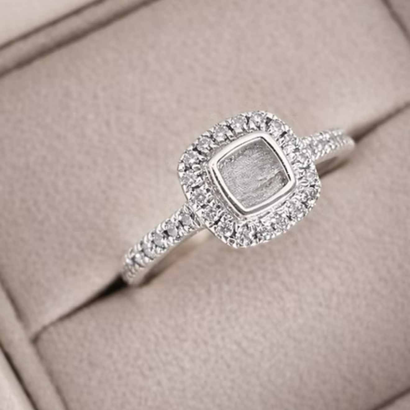 Silver Cushioned CZ Keepsake Ring